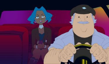 Josefina (passageira) e Raimundo (taxista) em uma cena do curta Visagens e Assombrações (Foto: Divulgação)